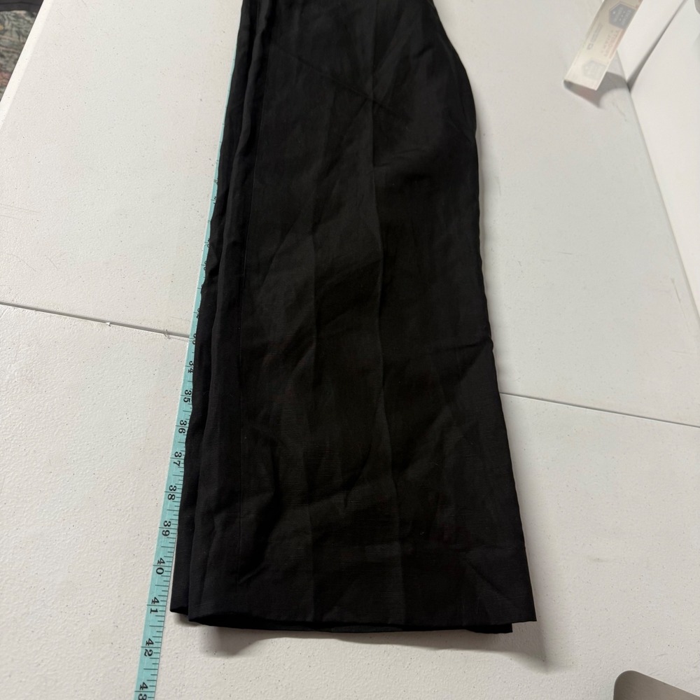 COS Black Wide‎ Leg Trousers Lyocell Linen Blend High Waisted Pants Size 2 - Picture 4 of 15